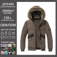 Manteau matelassé pour homme en polyester marron 100 %, chaud et épais pour l'hiver, avec capuche à motif tête de mort et fermeture éclair côtelée, fabricant OEM