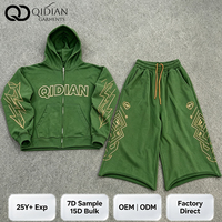 Ensemble sweat à capuche et short personnalisé pour homme, style streetwear vintage, pull molletonné ample, short 3/4 à taille élastique, ensemble 2 pièces décontracté OEM