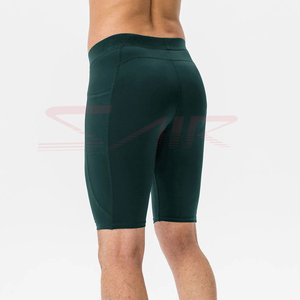 Short de compression athlétique à motif solide avec poches Short d'entraînement de course à pied écologique en gros - Product Image 6
