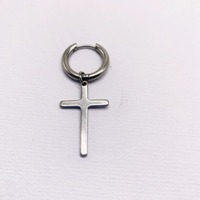 Boucles d'oreilles minimalistes unisexe en acier inoxydable avec pendentif croix, multicolores, accessoires d'oreille personnalisés, vente en gros