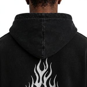 Custom Men's Winter Zip-Up Hoodie French Terry Heavyweight Vintage Washed Streetwear ODM Supply Letter Pattern Regular Fit - Product Image 5