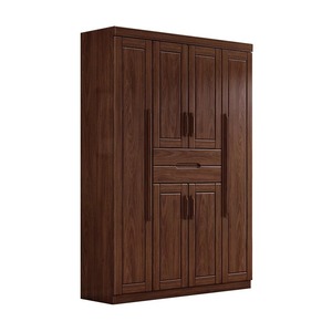 Armario de Madera Maciza de Nogal Negro con Puerta Abatible, Gran Capacidad, Mueble de Almacenamiento para Dormitorio, Diseño Moderno y Minimalista - Product Image 5