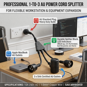 <span class=keywords><strong>Cable</strong></span> de Alimentación Divisor en Y de 3 Vías, Longitud Personalizada, 1.0mm2 1.5mm2, Certificado SAA, Cobre Puro AS/NZS 3112, con Conector IEC Hembra - Product Image 5