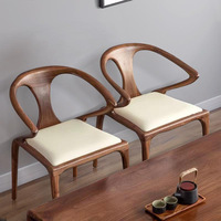 Fauteuil en bois minimaliste nordique, chaise minimaliste pour la maison en bois de noyer massif avec dossier en cuir