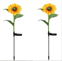 Décoration de jardin, tournesol, lumière décorative, énergie solaire, bâton en acier, fleur artificielle, décoration imperméable, lumière solaire