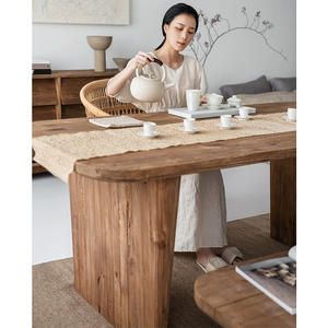 Set tavolo da pranzo rustico in legno massello di pino e sedia soggiorno tavolo da tè panca mobili per sala da pranzo - Product Image 1