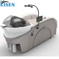 KISEN Chaise de massage de luxe automatique professionnelle pour le lavage des cheveux Lit de spa à tête électrique Bassin à shampoing intelligent pour salon de coiffure