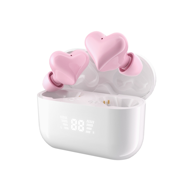 Heart Shape TWS Earbuds Bluetooth Wireless Earphones Digital Display Fast Charging ANC Noise Cancelling IPX7 Waterproof Headset