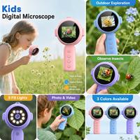 Mini Microscope for Kids Student Microscope Portable Handheld Educational Toy with Light Beginner Microscope for Children Gift