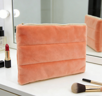 Sac de maquillage en polaire Terry Tower, fermeture éclair, portable, pour produits de soin de la peau, sac de rangement en peluche, sac cosmétique moelleux en tissu éponge tendance