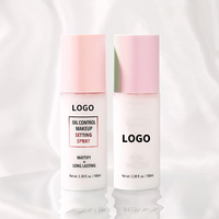 Pulverizador de configuración de maquillaje de Etiqueta Privada, Control de aceite de configuración de larga duración con espray, logotipo personalizado, color rosa vegano