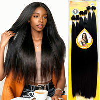 Nouvelle Perruque Synthétique Coréenne Yaki à Six Pièces Pré-Collées, Style Croisé, Cheveux Longs et Lisses Africains, Meilleure Vente