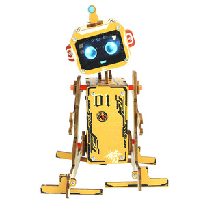 Jouets éducatifs pour enfants, développement de l'intelligence, robot à commande vocale DIY, matériau en bois, alimenté par <span class=keywords><strong>batterie</strong></span>, 0-3 mois, neuf - Product Image 1