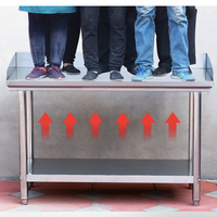 Table de travail en acier inoxydable, table de cuisine, avec table de projection latérale, table de travail à double couche, taille personnalisée