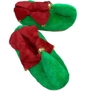 Zapatillas de casa de algodón afelpado con diseño de campanas navideñas, punta cerrada, suela gruesa y suave, para suelo de madera, para uso interior, para padres e hijos y parejas, venta al por mayor - Product Image 1