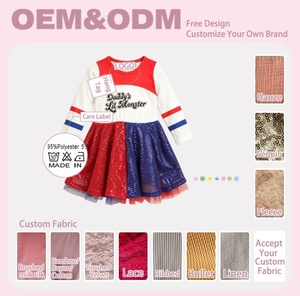 Vestido <span class=keywords><strong>de</strong></span> Tul Satinado para Niñas, Estilo Informal para Fiestas, Color Rojo y Azul Brillante, Hasta la Rodilla, <span class=keywords><strong>con</strong></span> Estampado Floral, ODM, <span class=keywords><strong>de</strong></span> 0 a 8 Años - Product Image 3
