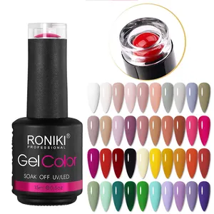 RONIKI Gel suministros logotipo personalizado etiqueta privada 15ml Colrr OEM colores al por mayor Soak off crear su propia marca UV esmalte de uñas en Gel