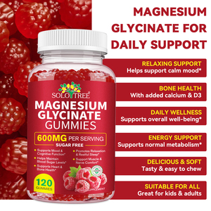 SOLOTREE Private Label Magnesio Gummies Suplemento Natural Vegano Sin Azúcar Magnesio Glicinato Gummies PARA LA Salud del Sueño - Product Image 3