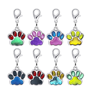 16Mm X 18Mm Men Kẹo Màu Mặt Dây Chuyền Chân Dấu Chân Mèo Con Chó Gấu Chân In Charms Với Tôm Hùm Clasp Keyring Treo Charms - Product Image 3