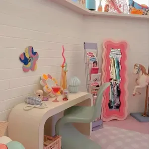 Miroirs muraux au sol Décor pleine longueur Support de grande forme Arche décorative debout Maison irrégulière avec corps Miroir ondulé moderne - Product Image 2