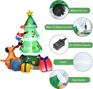 Arbre de Noël Géant Gonflable avec Père Noël et Chien avec Lumières LED, Grande Décoration Gonflable de Noël pour l'Extérieur - Product Image 6