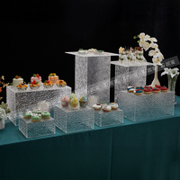 Présentoir Acrylique Transparent Ondulé Lumineux en Gros, Supports de Buffet Carrés en Acrylique, Lampes Cubes, Présentoirs Rehausses Empilables