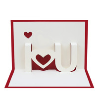 Carte de vœux 3D pop-up en forme de cœur, carte artisanale en papier, carte de vœux romantique personnalisée pour la Saint-Valentin, mariage, anniversaire, vente en gros