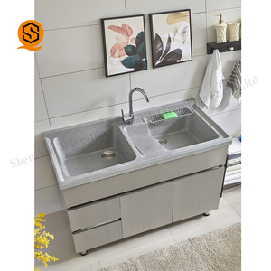 Bañera de lavandería de superficie sólida de acrílico de alta calidad con arandela - Product Image 3