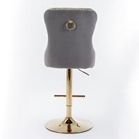Lot de 2 chaises de bar rembourrées modernes avec dossier tufté confortable pour pub maison et îlot de cuisine gris