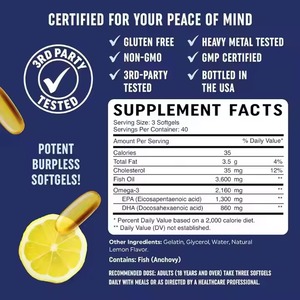 OEM Private Label Omega3 olio di pesce Softgels, olio di pesce <span class=keywords><strong>Omega</strong></span> 3 <span class=keywords><strong>integratori</strong></span> per cuore, cervello e supporto immunitario - Product Image 2