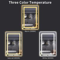 Miroir LED double couche avec rétroéclairage et éclairage frontal, bandes lumineuses doubles, éclairage extra lumineux, variation de luminosité par pression longue durée, moderne, pour salon et salle de sport