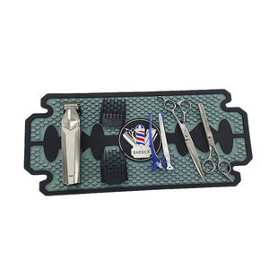 Custom Logo <b>Silicone</b> PVC Barber Mat Rubber Salon <b>Tool</b> Mat Non Slip Heat Resistant Clipper Pad Styling Workstation Organizer Mat - Product Image 6