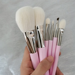 6pcs Goat Pony Hair Makeup Brush Set Wood Handle Travel Size Powder <b>Blush</b> Highlight Eyeshadow Face Eye Cosmetic Brushes Kit - Product Image 4
