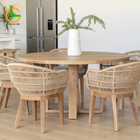 Canapé d'extérieur moderne en teck avec coussins en corde synthétique et acrylique pour jardin, salle à manger, hôtels, cuisine, ferme, appartement, salon
