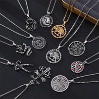 Hip Hop Style En Acier Inoxydable Étoile Religieux Saint Chrétien Jésus Croix Lion Dragon Hommes Punk Collier
