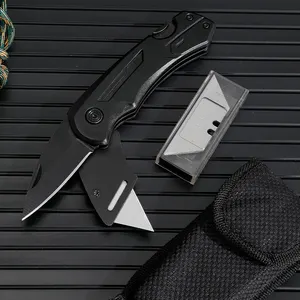 Atacado 2 em 1 Folding EDC Box Cutter Utility Knife com 5 lâminas de barbear extras