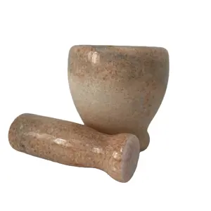 Juego de mortero y mortero de mármol de piedra natural de 4 ", granito, ágata, cristal de cuarzo rosa, pequeño, pequeño, mini, resistente, tamaño grande