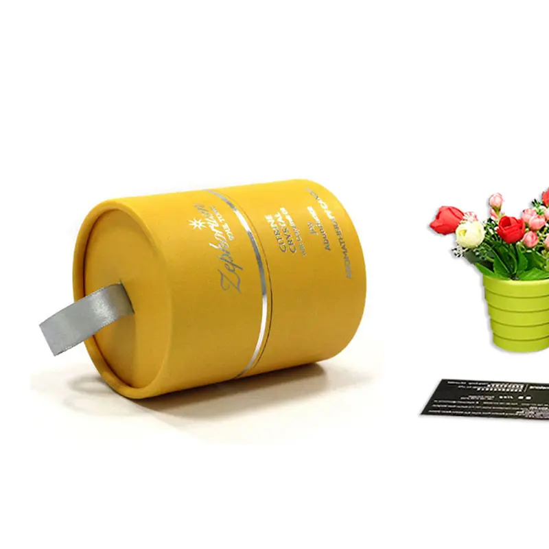 Kağıt karton hediye kutusu özel mumluk çiçek yeşil bitki <span class=keywords><strong>ambalaj</strong></span> tüpü Blister ile moda tasarım silindirik lüks