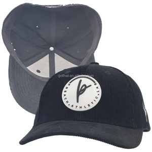 Gorra de béisbol de pana con logotipo bordado personalizado al por mayor BSCI, gorra de 6 paneles de alta calidad para deportes al aire libre. - Product Image 2