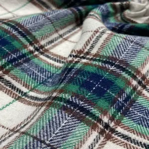 Sunplustex C21S*C21S 146GSM yarn dye green flannel shirting fabric plaid 100% cotton woven fabric flannel check shirts