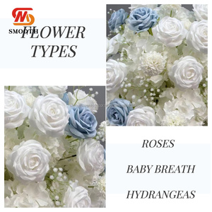 Centros de Mesa OEM SMOOTH para Bodas, Bolas de Flores Artificiales de Rosa, Adorno de Rosas Blancas y Azules Babybreath - Product Image 5