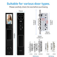 Gesichtserkennung Handabdruck Aluminiumlegierung Tür-Smartlock Tuya Gegensprechanlage Videoanruf Sichtbare Kamera NFC-Karten-Zugang Schlüsselloser Einstieg WLAN Zuhause