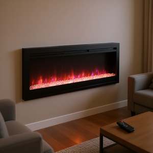 Cheminée électrique murale encastrée en métal de 44 pouces avec flamme LED et télécommande, chauffage 1500W, 10000-19999 BTU pour usage domestique - Product Image 2