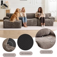 Modernes Cord-Cloud-Sofa mit Ottoman, L-förmiges, knochenloses, modulares Ecksofa, umweltfreundlich, langlebig, aus komprimiertem Schaumstoff, für Villa und Schule