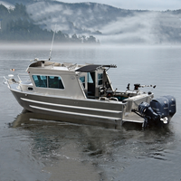 Bateau de pêche en aluminium 5052 entièrement soudé de luxe de 24 pieds, nouveau design d'usine 2025, cabine de couchette, à vendre