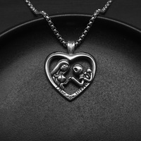 Kalung Kerangka Bentuk Hati Cinta Abadi Vintage Liontin Baja Tahan Karat yang Dapat Dipersonalisasi Perhiasan Fashion Berkualitas untuk Pria Grosir