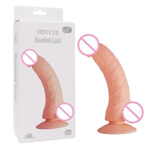 SEDUCER Dildo en silicone réaliste incurvé, texture réaliste, design flexible, base à ventouse puissante, étanche, vibration - Product Image 6