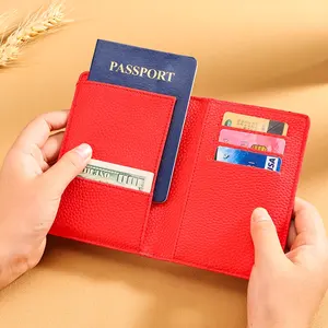 Couverture de passeport en cuir PU souple Anti Rfid meilleure vente voyage mur Souvenir cadeau couverture de passeport nouveau 2024
