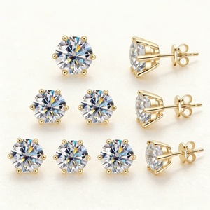 Pendientes de Moissanita de 0.5CT, 1CT, 2CT, 3CT, Chapados en Oro, Plata de Ley 925, Vvs, con Certificado GRA - Product Image 3