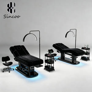 Cama de Lujo para Spa, de Terciopelo Negro, para Tratamientos Faciales, Extensiones de Pestañas, con 4 Motores Eléctricos, para Salón de Belleza - Product Image 3